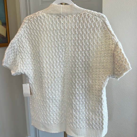 Coldwater Creek Cream cable mix cardigan wool blend short sleeve loose knit - Picture 5 of 6